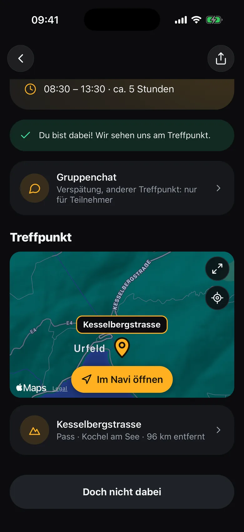 Treffpunkt auf der Karte