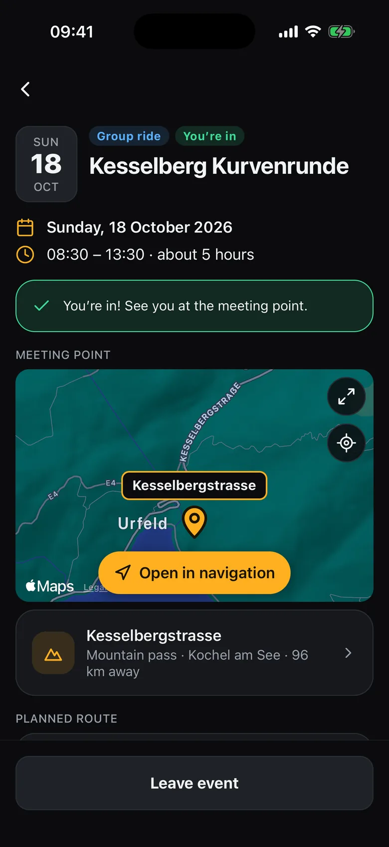 Meeting point on the map