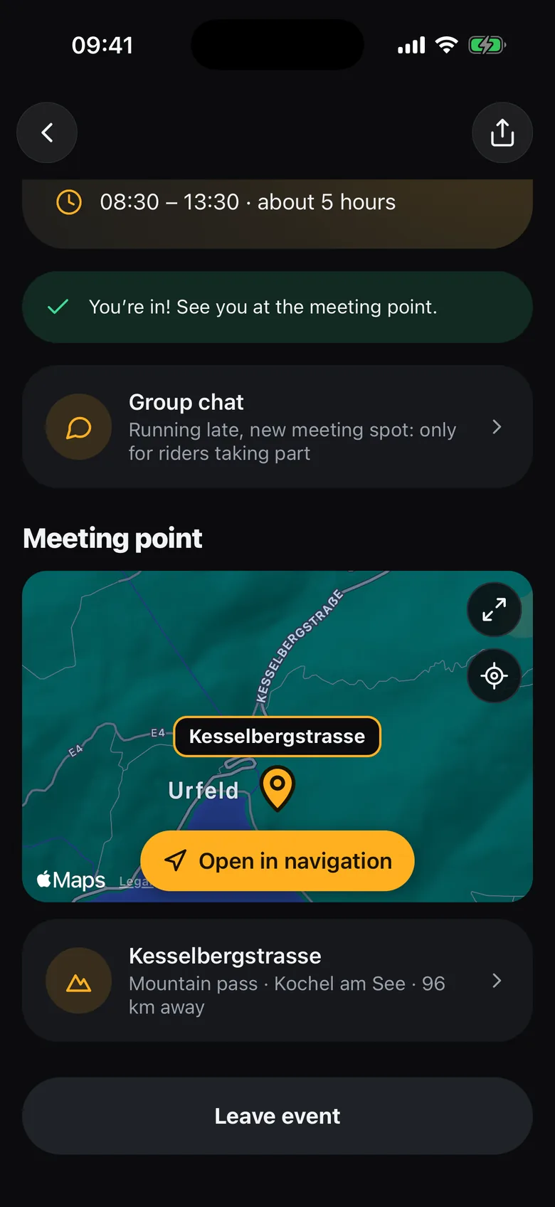 Meeting point on the map