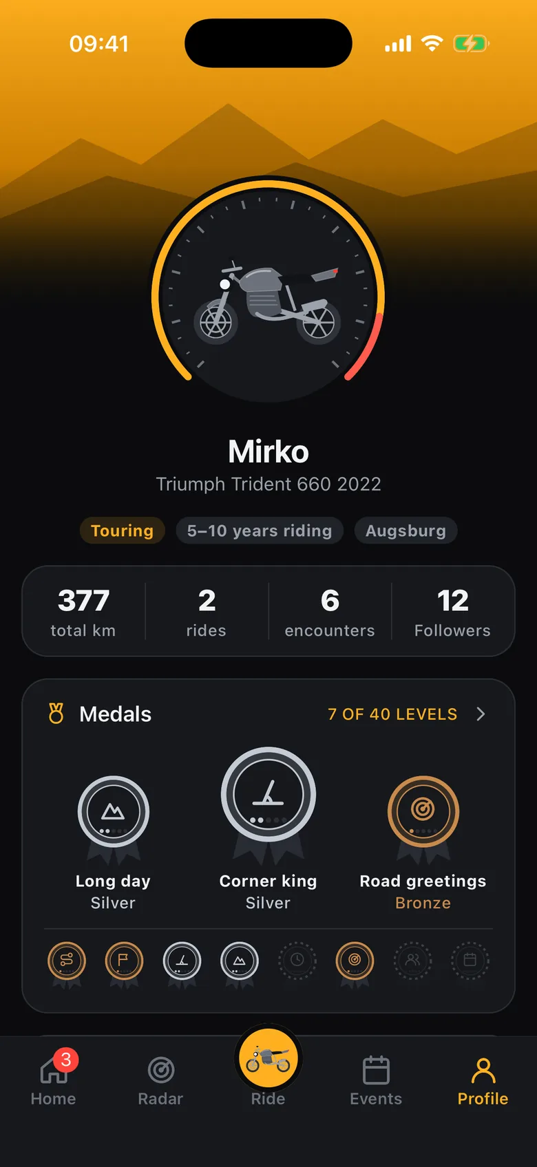 Profile with medals