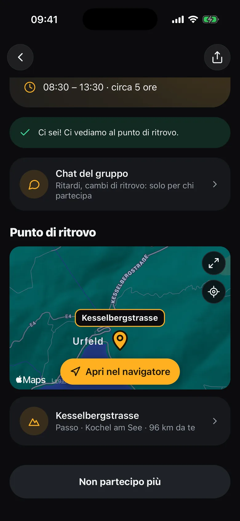 Punto di ritrovo sulla mappa
